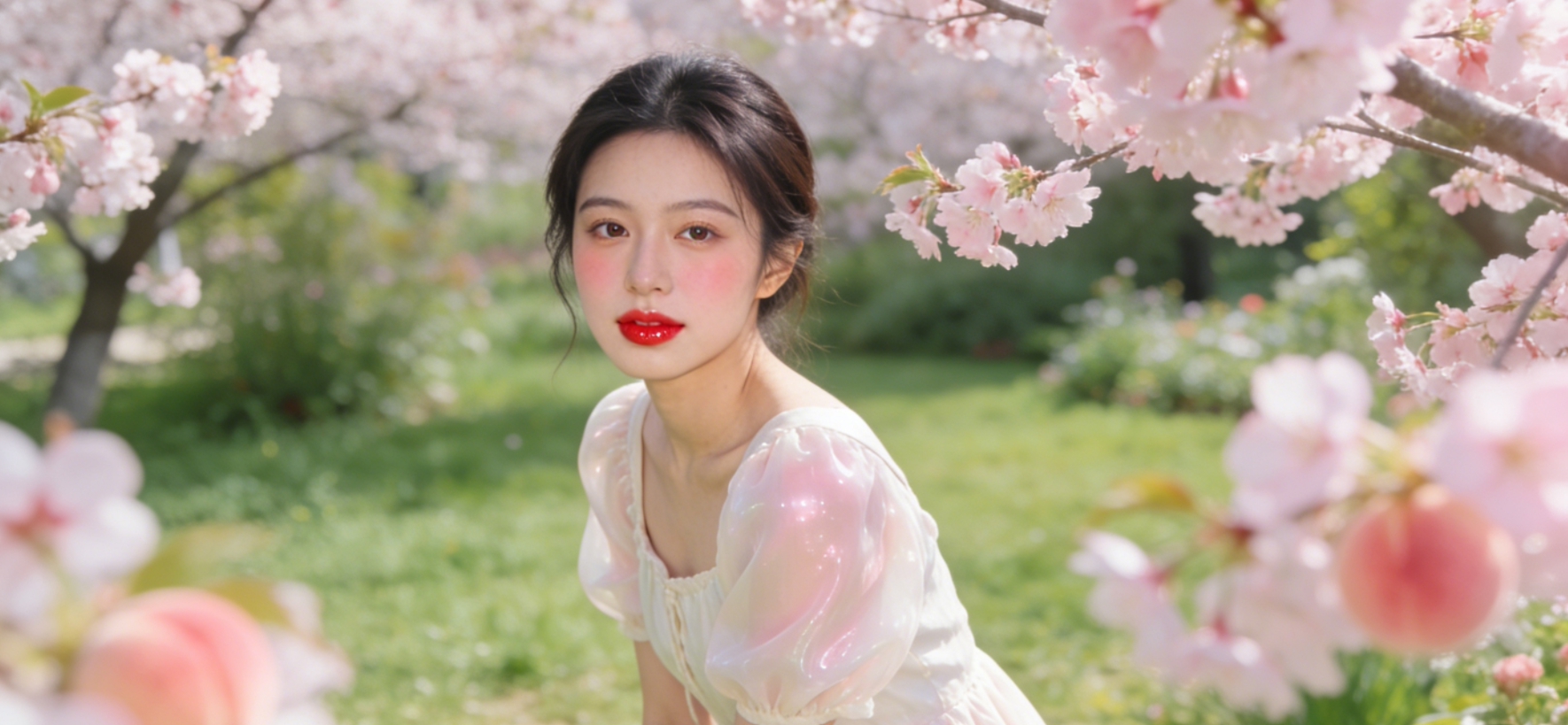 果冻感蜜桃妆容效果