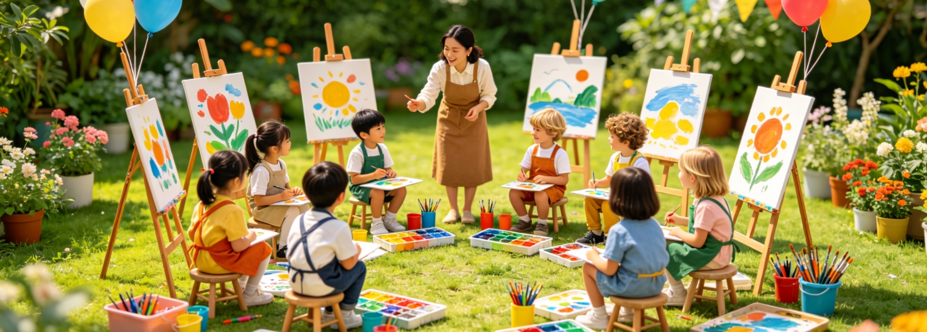 Lillian老师指导儿童绘画