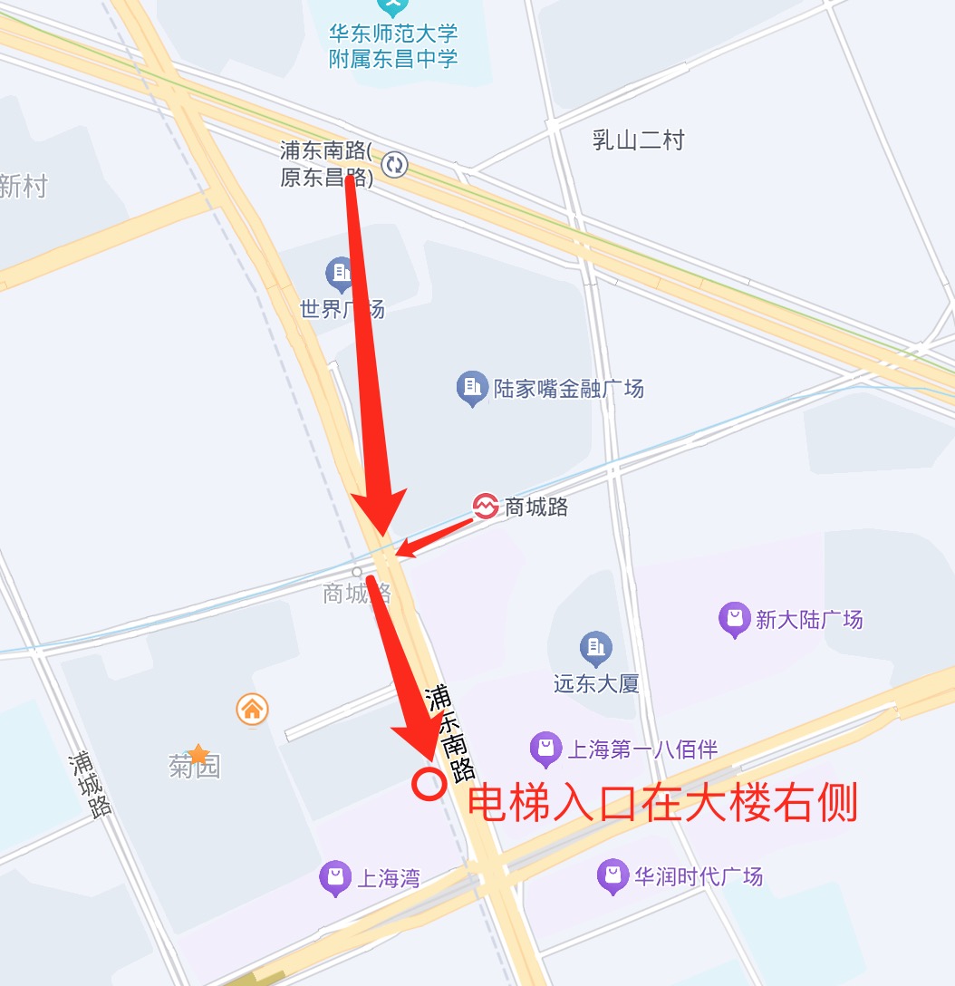 步行至大楼示意